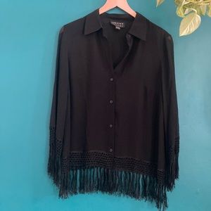Spencer Jeremy sheer fringe button down